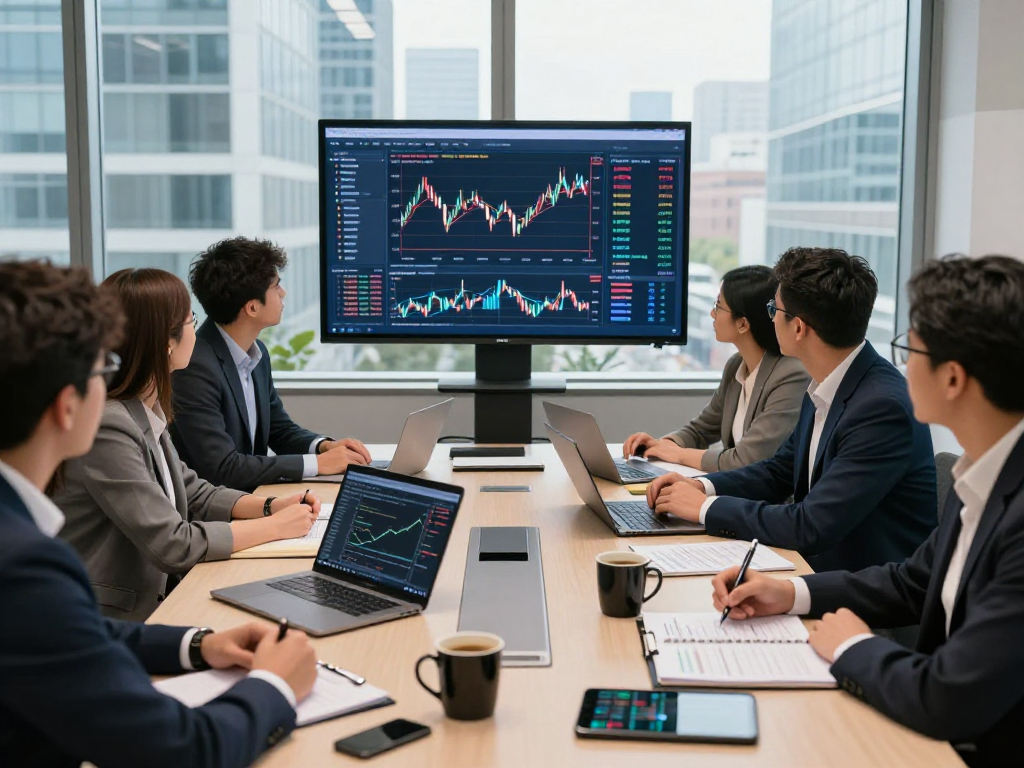Bardya Ziaian ABC Capital team collaborating in a modern tech workspace showcasing investment analytics and market trends.