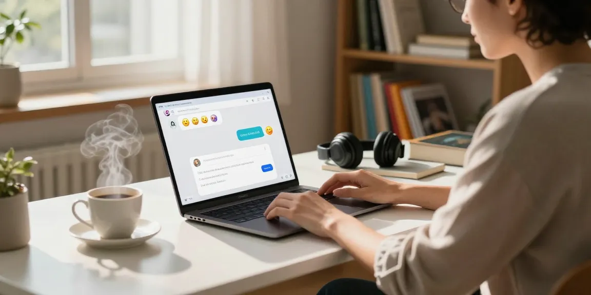 Engaging in AI chat nsfw interaction in a cozy home office, showcasing a user connecting with an AI chatbot.