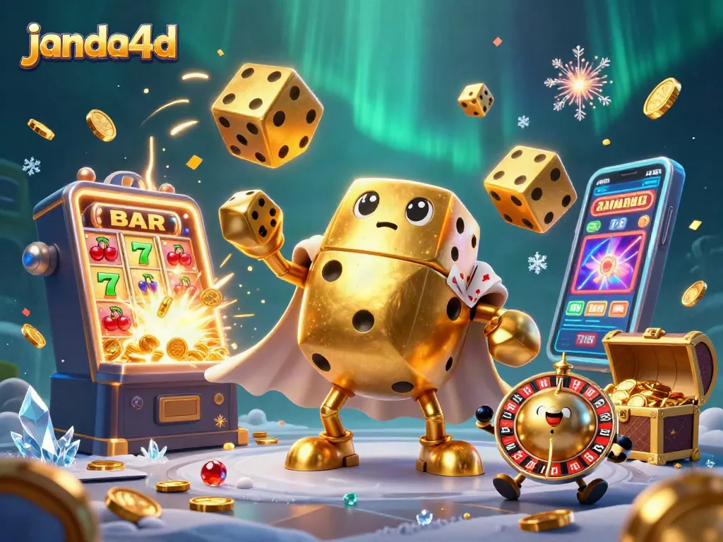 janda4d menghadirkan pengalaman bermain kasino yang seru dengan ilustrasi karakter dadu emas dan mesin slot yang mengagumkan.