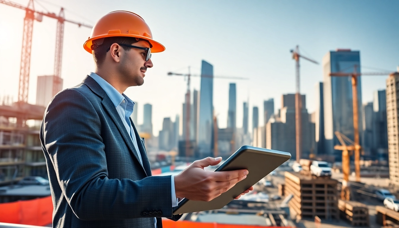 Manhattan Construction Manager coordinating activities at a dynamic construction site.