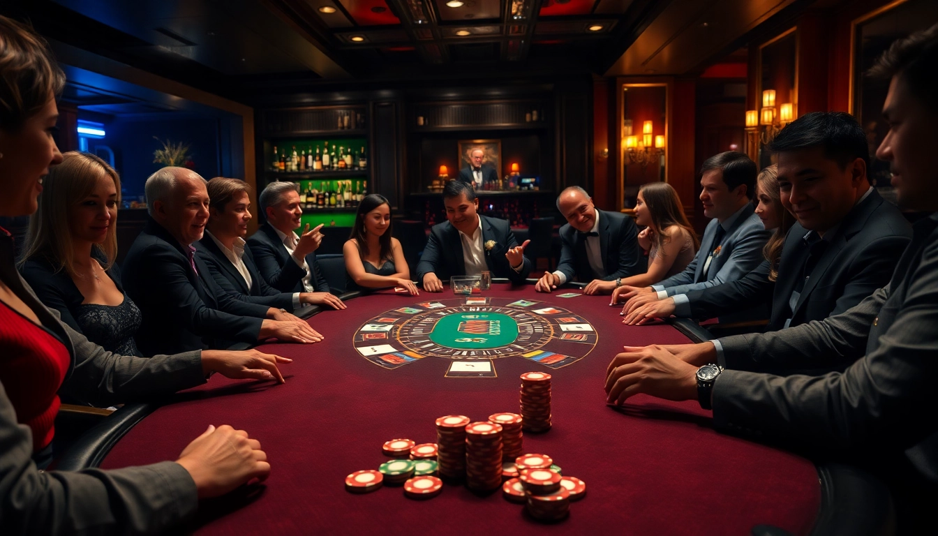 etrafli Pinco Casino oyun reyi haqqında kartlar və çiplərlə dolu lüks kazino görüntüsü.