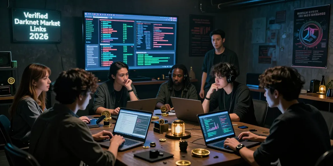Diverse individuals analyzing Verified darknet market links 2026 data in a cyberpunk underground setting, showcasing the complexities of current darknet marketplaces.