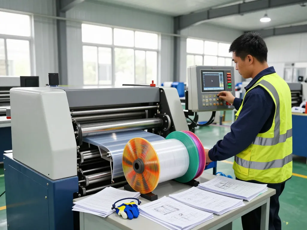 Bóc ép plastic bắc ninh production process with a worker operating extrusion machinery.