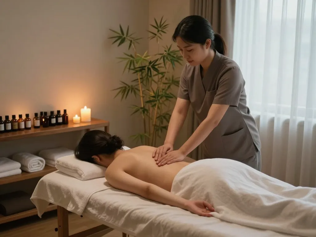 Enjoying a relaxing 삼성동마사지 experience at a serene spa.