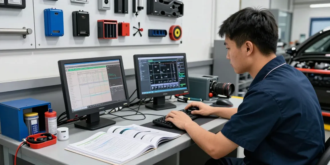 Chiptuning Hannover in einer spezialisierten Werkstatt mit Techniker, der BMW-ECUs analysiert.