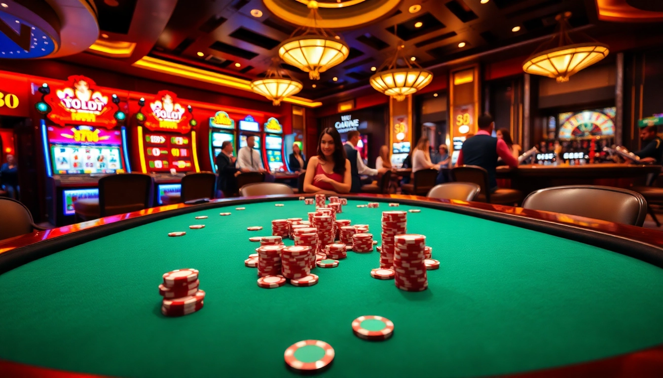 Experience excitement at xin88 with players enjoying poker, roulette, and slot machines.