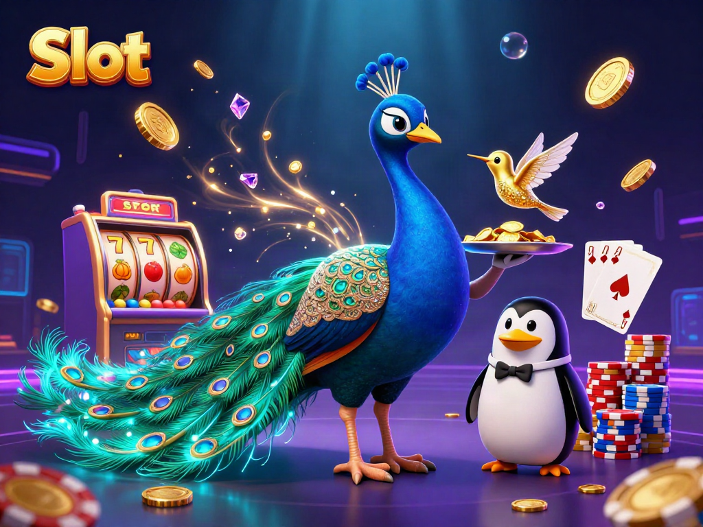 Spin thrilling Slot reels with sparkling coins and vibrant casino characters in a lively digital scene.