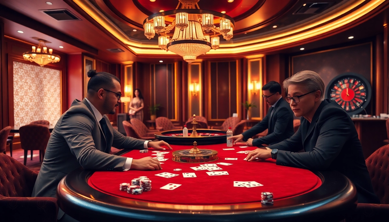 Exciting poker game at a luxurious casino featuring https://open88ss.com/ for elite gamblers.