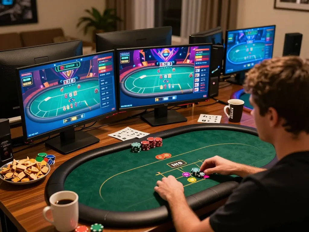 Engaging online poker gameplay strategy featuring giường bệnh nhân products in the background, creating a unique gaming atmosphere