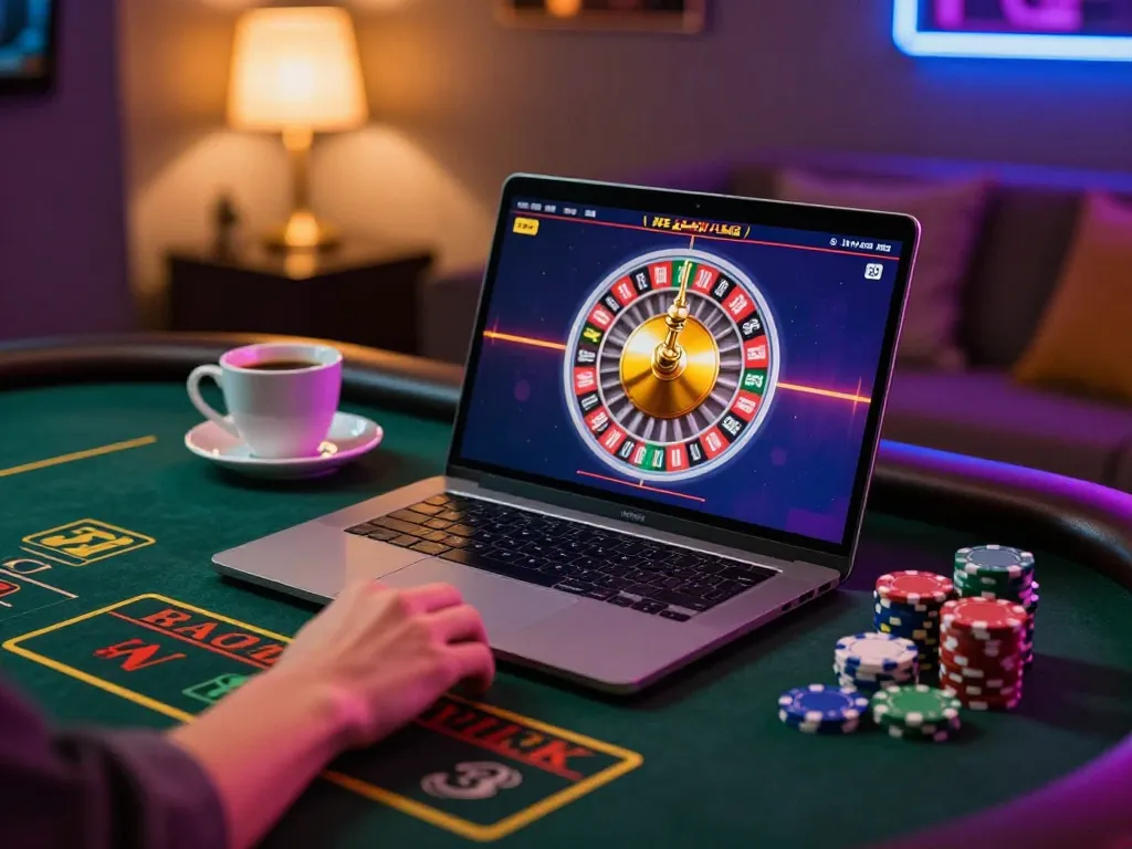 Experience tg88 trang chủ with engaging online roulette gameplay on a laptop at home