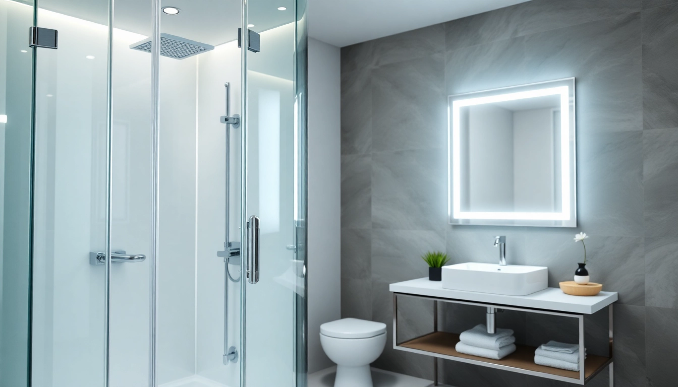 Galerie d'images avec des cabines de douche modernes et miroirs lumineux sirhona France.