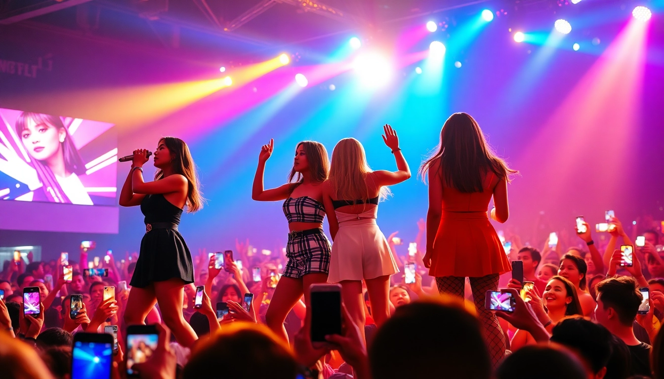 Catch the latest Blackpink news with dynamic concert performance of the group in an energetic setting.