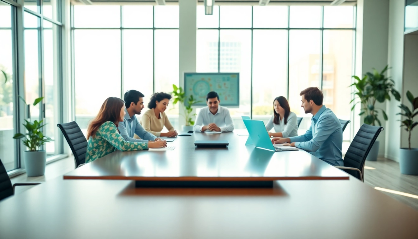 Showcasing an enterprise assistant platform in a collaborative workspace with a diverse team.
