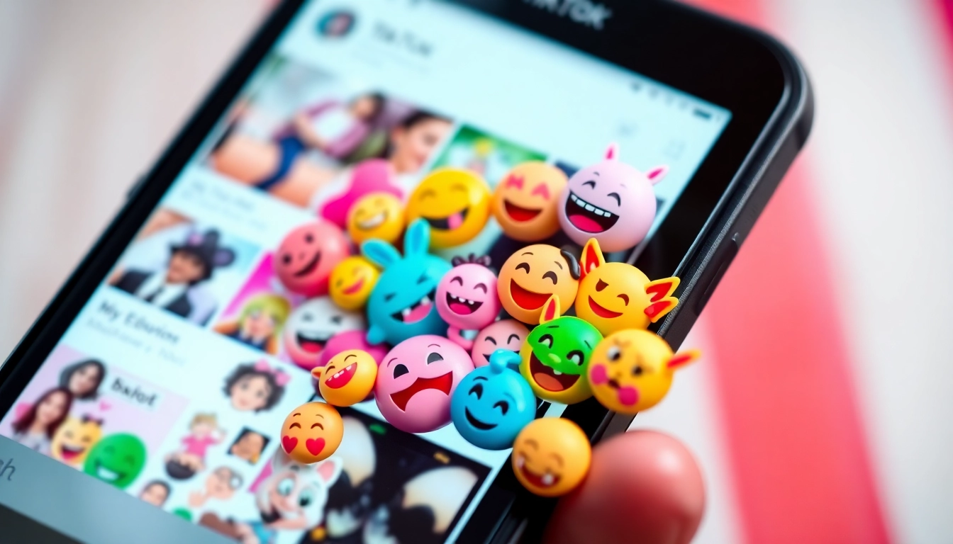 Engaging display of tiktok emojis on a smartphone, highlighting their vibrant designs and digital interaction.