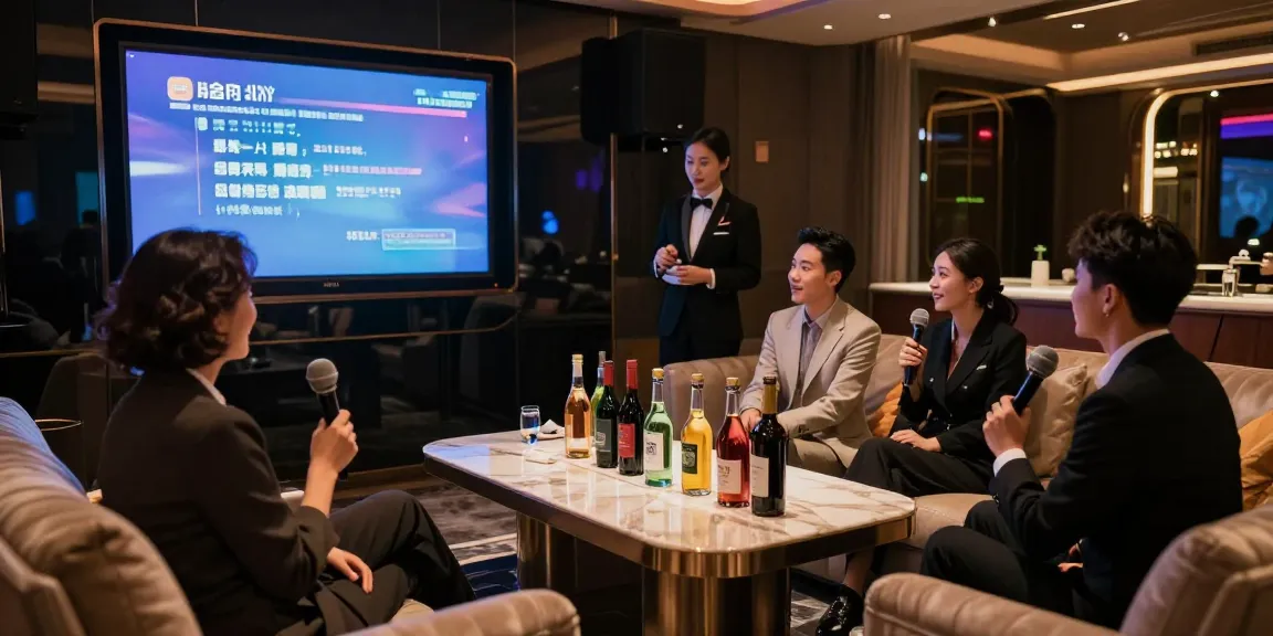 강남쩜오에서 고급스러운 분위기 속의 고객들이 즐겁게 노래하는 모습
