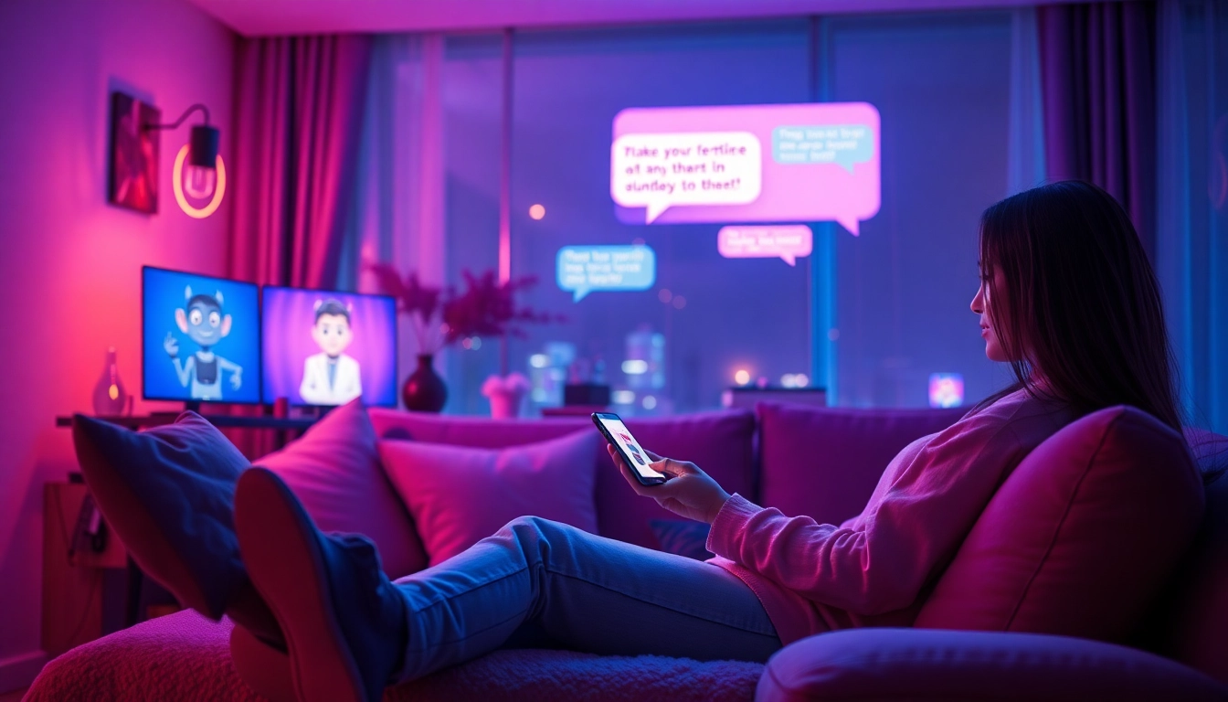 Engaging in ai sexting with a lively AI chatbot in a cozy digital space.