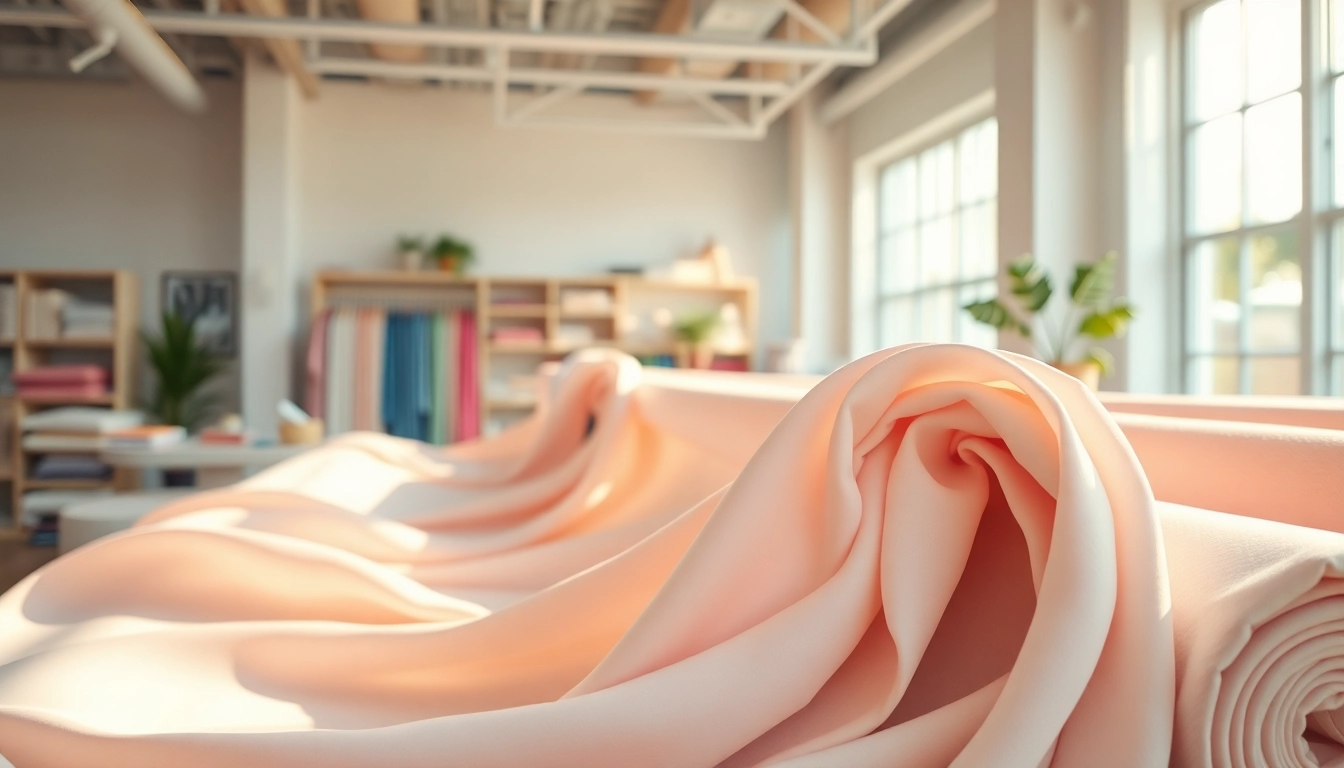 Detail van zachte stof voor kleding met een uitnodigende textuur en kleur, perfect voor modeontwerp.