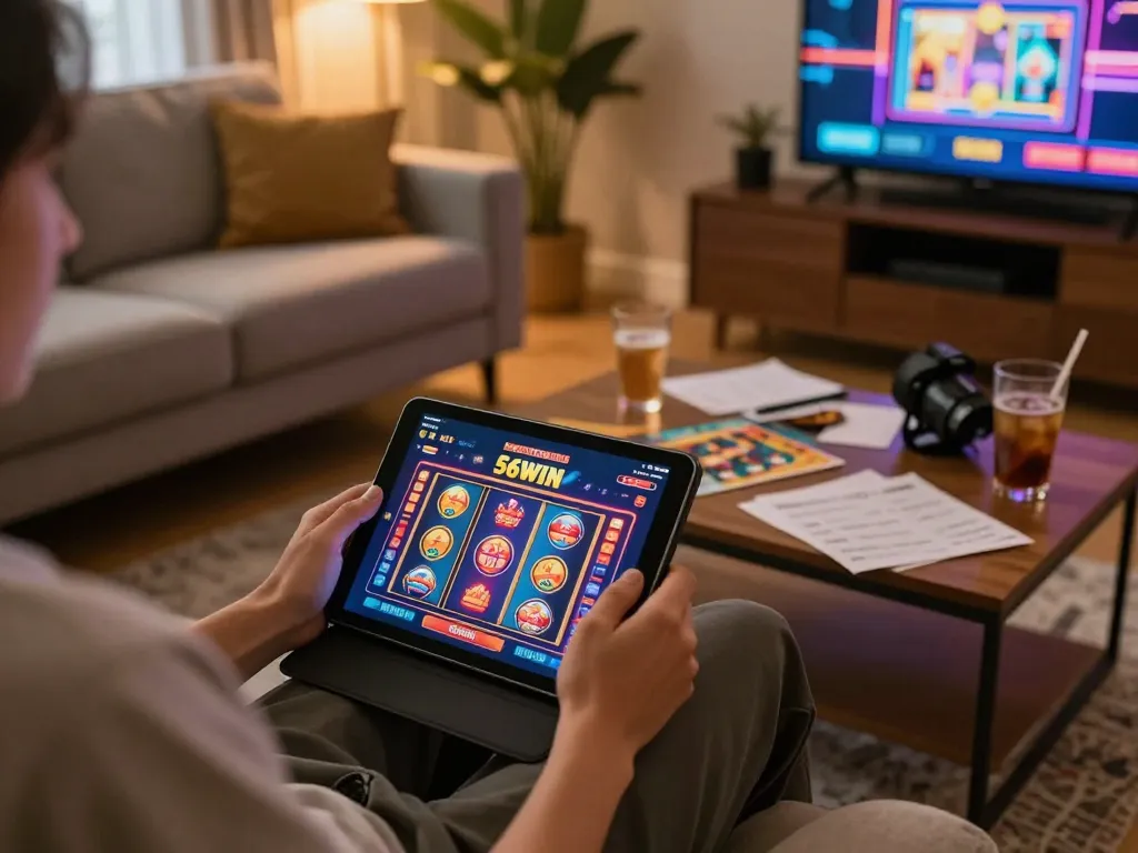 Engaging gaming session on 56WIN casino app showcasing vibrant slot machine interface