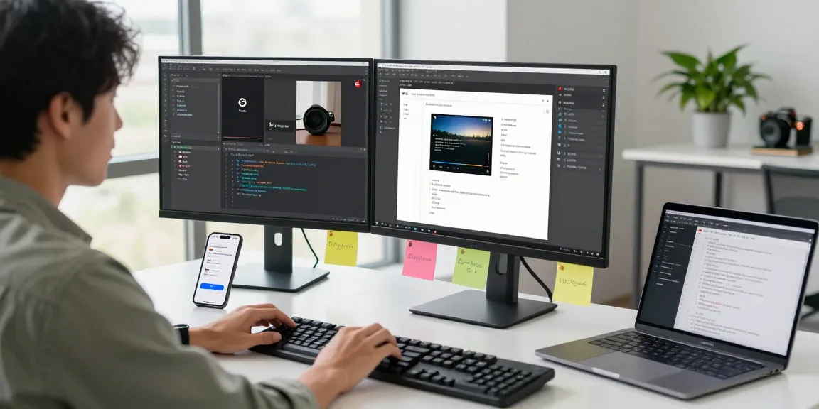 Effective screenshot tool download showcased in a vibrant office workspace with dual monitors and creative elements.