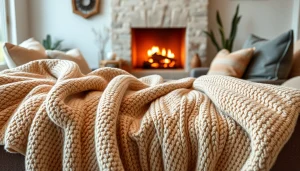 Fleece dekens met textuur in een gezellige woonkamer sfeer.