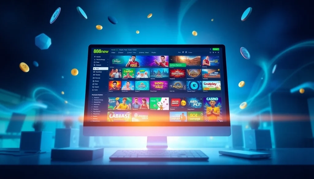 Immerse in the vibrant digital gaming experience of 888new, showcasing diverse online gambling options.