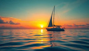 Cabo sunset cruise deals featuring a sailing boat against a stunning sunset backdrop.