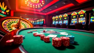 Experience thrilling gameplay at Nhà cái XX88, featuring vibrant poker tables and exciting slot machines.