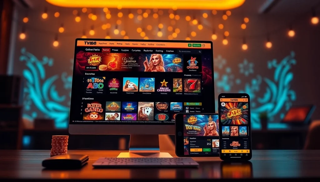 TV88 online casino homepage featuring vibrant games and secure interface.