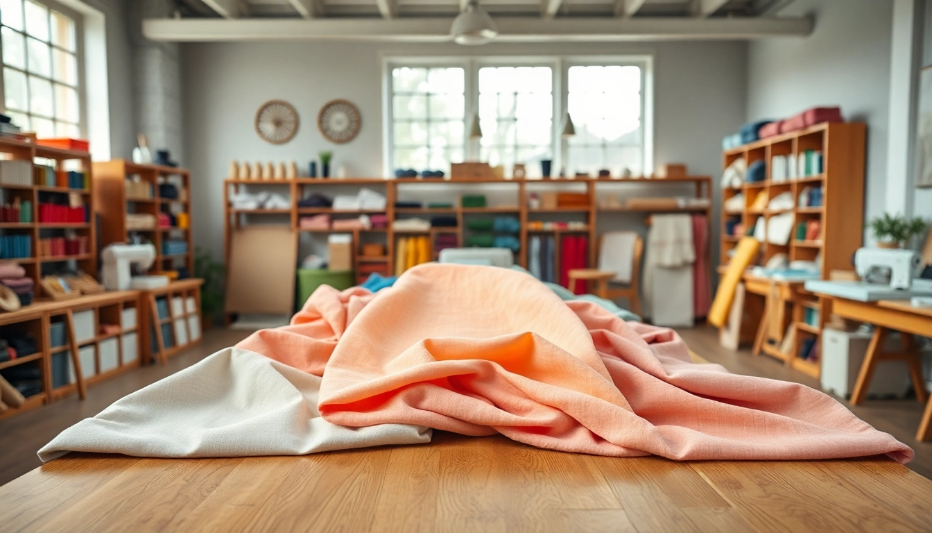 Katoen stoffen mooi gepresenteerd in een lichte textielstudio met kleurrijke variëteiten.