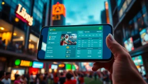 Engaging look at sports betting apps India displayed on a smartphone in a vibrant urban environment.
