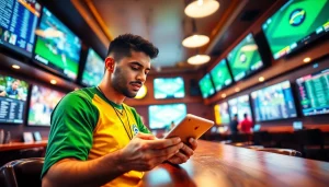 Evaluate the best sports betting sites in Brazil with a passionate fan analyzing odds.
