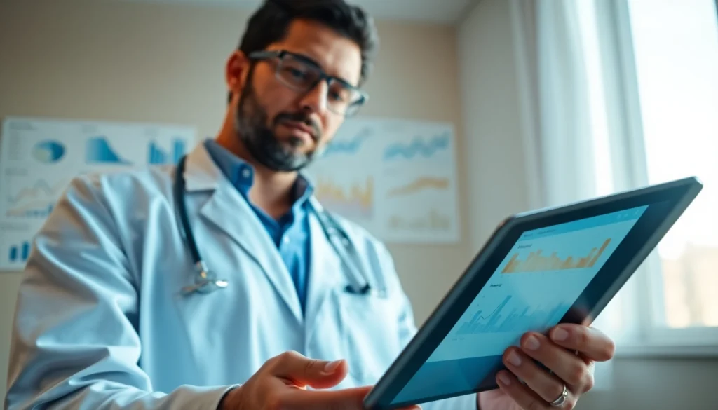 Highlighting health statistics in a modern healthcare setting with professional examination.