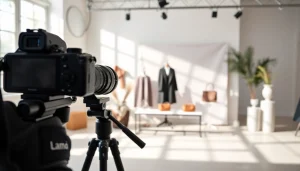 Fotografo ecommerce che cattura immagini di alta qualità di prodotti in uno studio professionale.