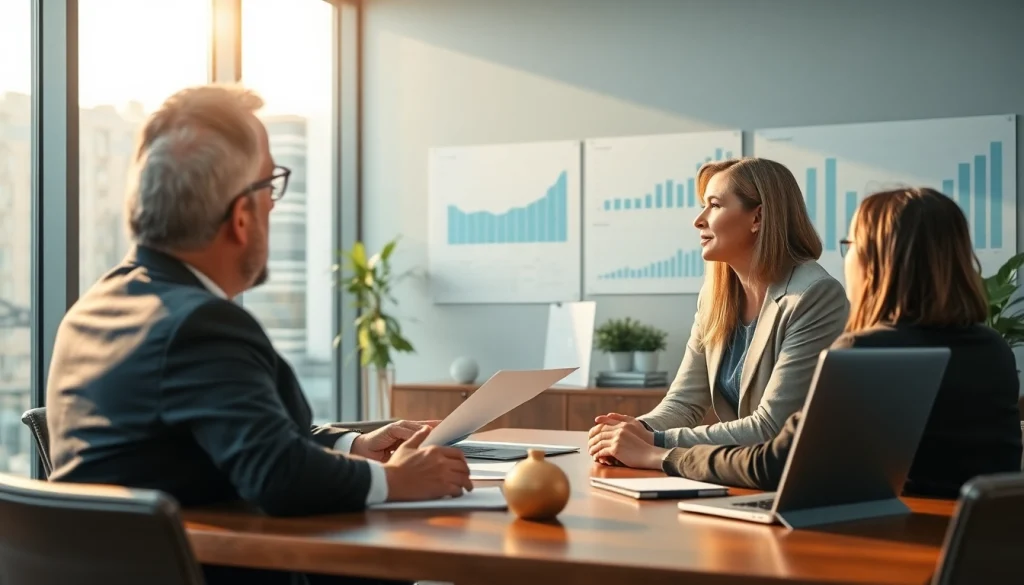 Engaging financial advisor discussing investment management San Antonio strategies with clients.