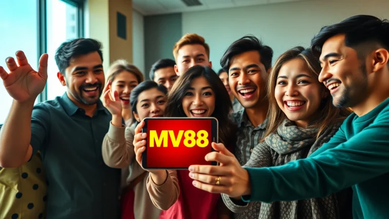 Users engaging with the MV88 mobile app in a vibrant atmosphere.