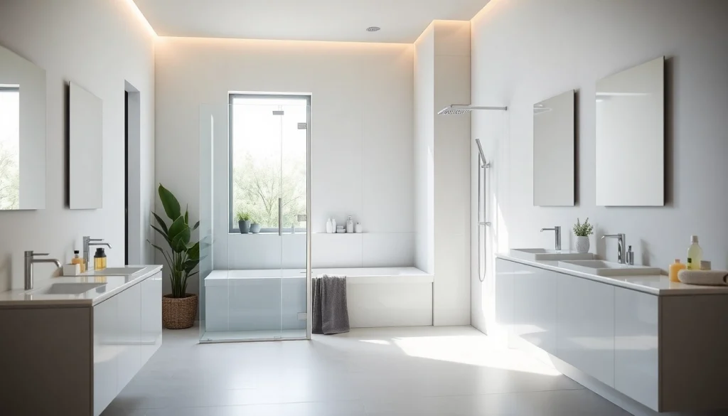 Sonni sanitär GmbH bietet eine elegante Dusche in modernem Badezimmer mit stilvollen Accessoires.