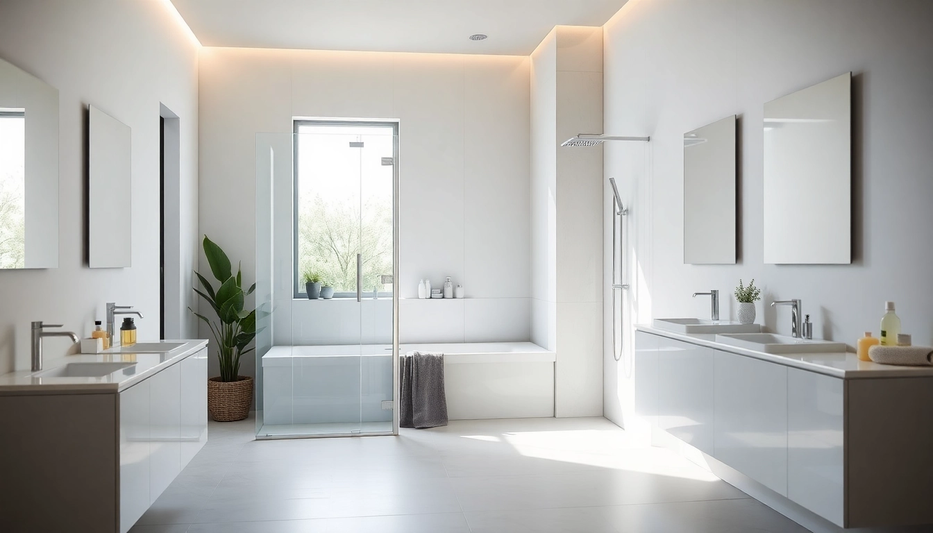 Sonni sanitär GmbH bietet eine elegante Dusche in modernem Badezimmer mit stilvollen Accessoires.