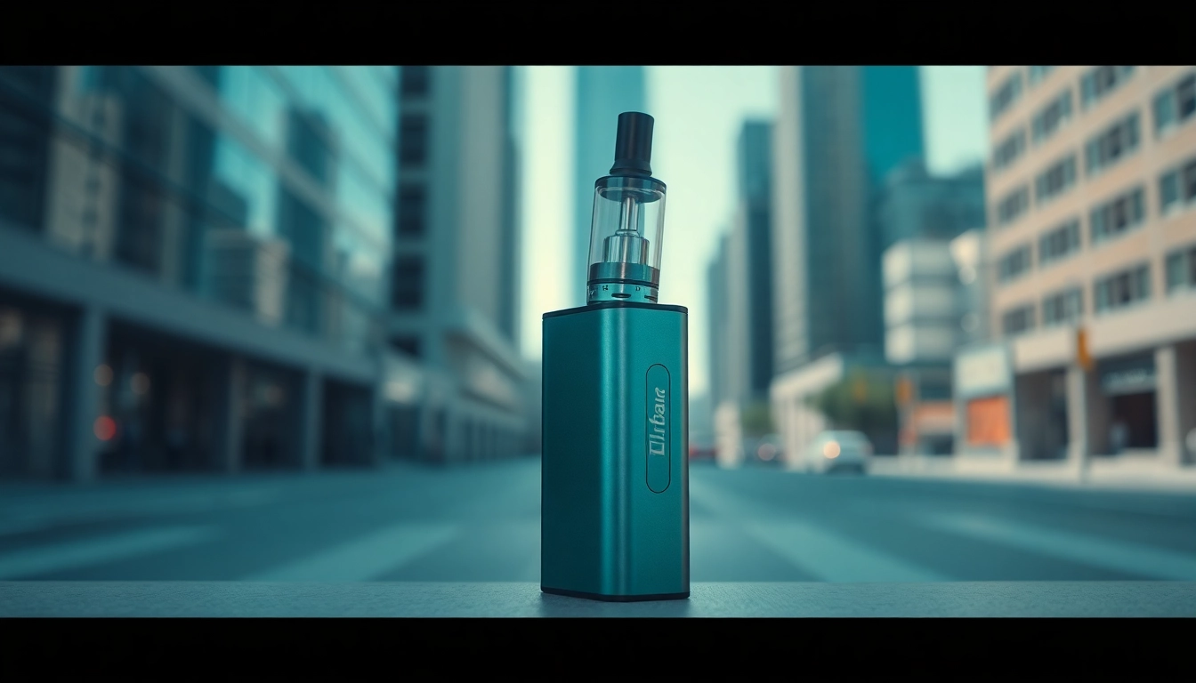Elfbar Vape mit modernem Design auf urbanem Hintergrund inszeniert