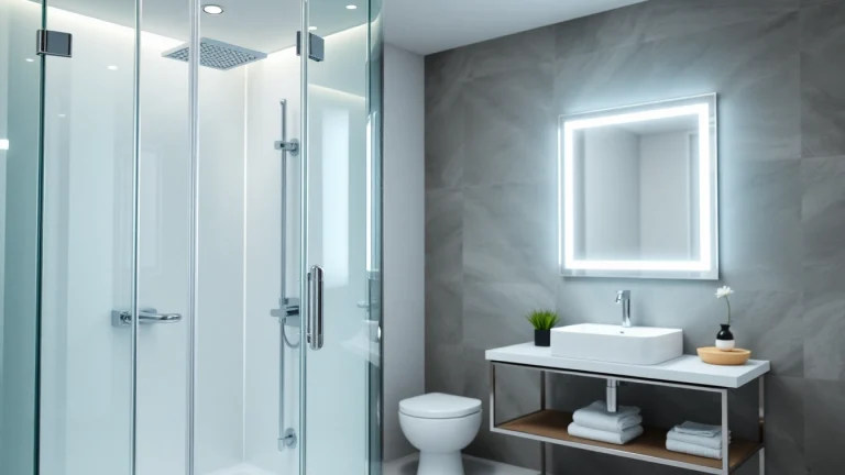 Galerie d'images avec des cabines de douche modernes et miroirs lumineux sirhona France.