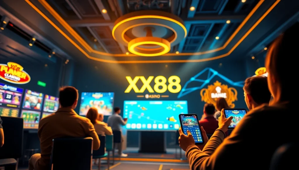 Experiencing excitement at XX88's online betting platform featuring vibrant gaming interfaces.