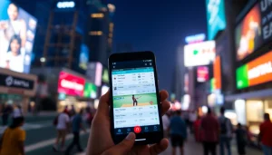 Engaging smartphone display of sports betting apps India in vibrant urban environment.