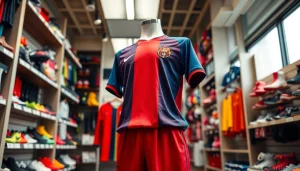 Showcasing a vibrant Team kit in a sports store, designed for athletes and fans.