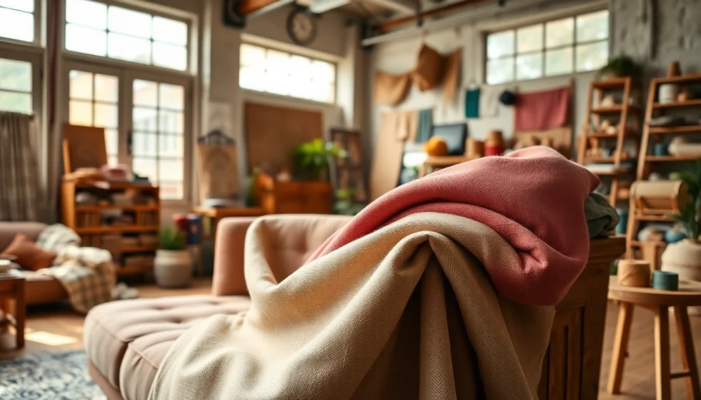 Canvas stof met diverse texturen en kleuren in een sfeervolle interieursetting.