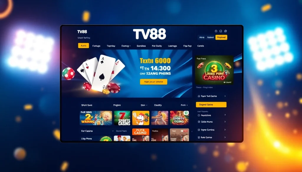TV88 homepage showcasing an engaging modern online gaming platform with vibrant graphics and user-friendly navigation.