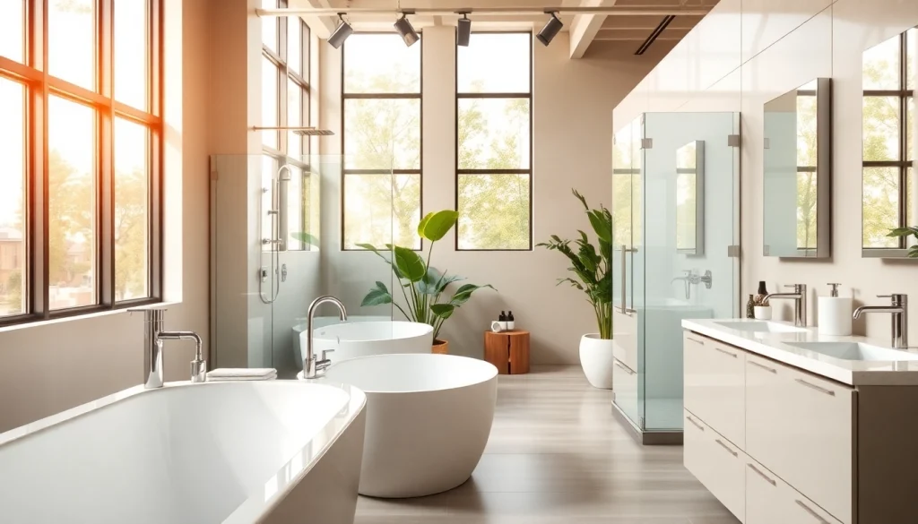 Sonni sanitär GmbH präsentiert hochwertige Badprodukte in einem modernen Ausstellungsraum.