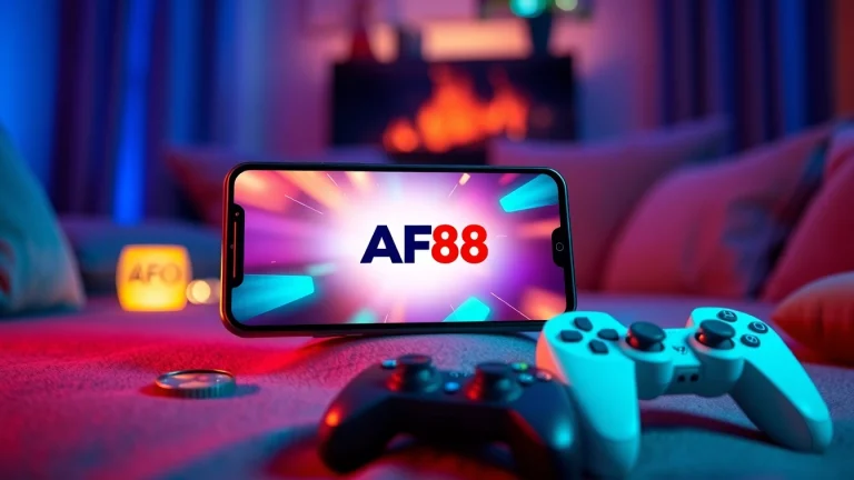 Experience AF88 gaming with a modern mobile interface in a cozy lounge setting.