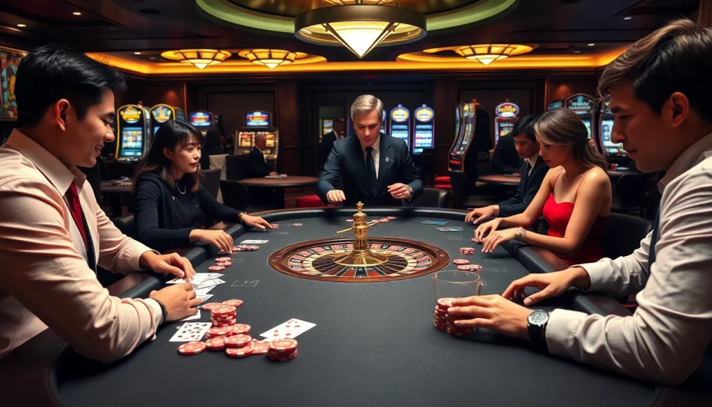 Experience the thrill of live betting at trang chủ lc88, featuring vibrant poker chips and engaging players.