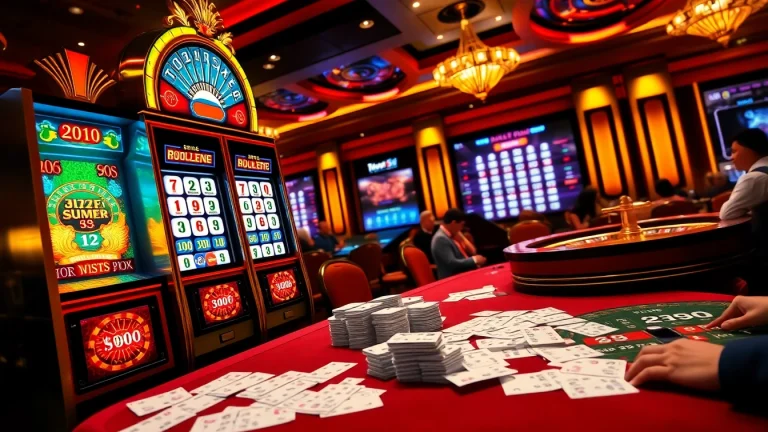 Permainan Togel Sumo dalam aksi dengan para pemain di mesin slot kasino yang penuh warna, menggambarkan kegembiraan dan taruhannya yang tinggi.
