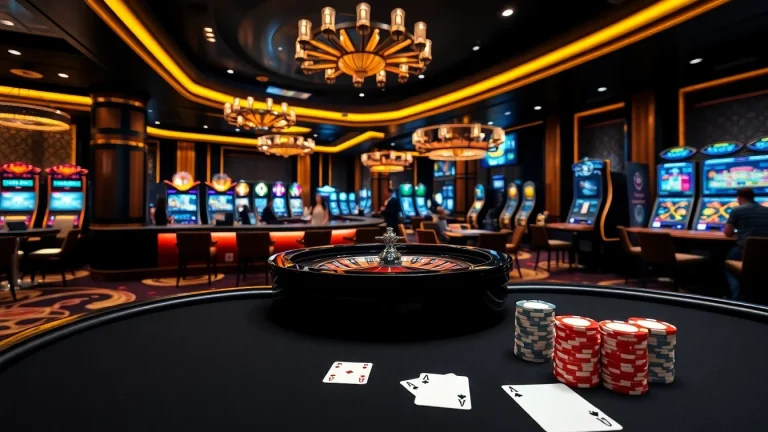 Exciting gaming action at a luxurious casino featuring xx88 slot machines and poker tables.