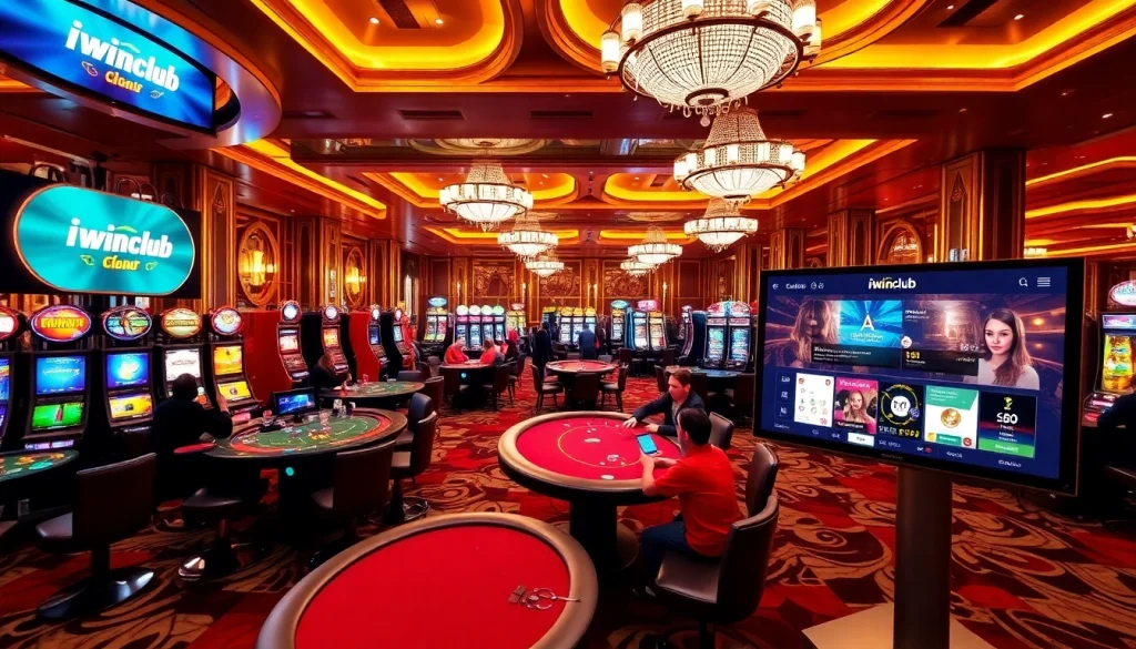 Exciting gaming action at iwinclub with diverse casino games and stylish decor.